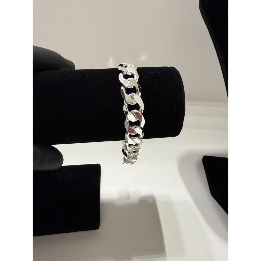 cuban bracelet silver filled stamped 9 inch 12.5mm lobster clasp